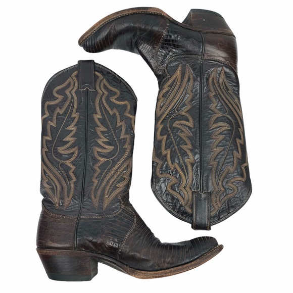 JUSTIN Mens Gabriel Cowboy Western Leather Boots Size 6.5 - Picture 4 of 15